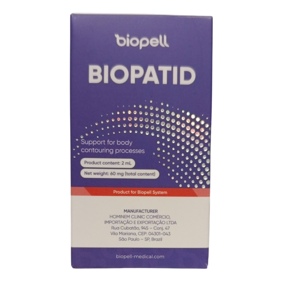 Упаковка Biopatid 60 мг / 2 мл виробництва Biopell, Бразилія